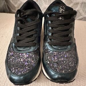 SAM EDELMAN Black and Glitter Sneakers